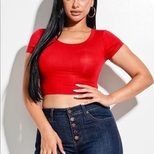 Crop top and ruched pants set (Red)